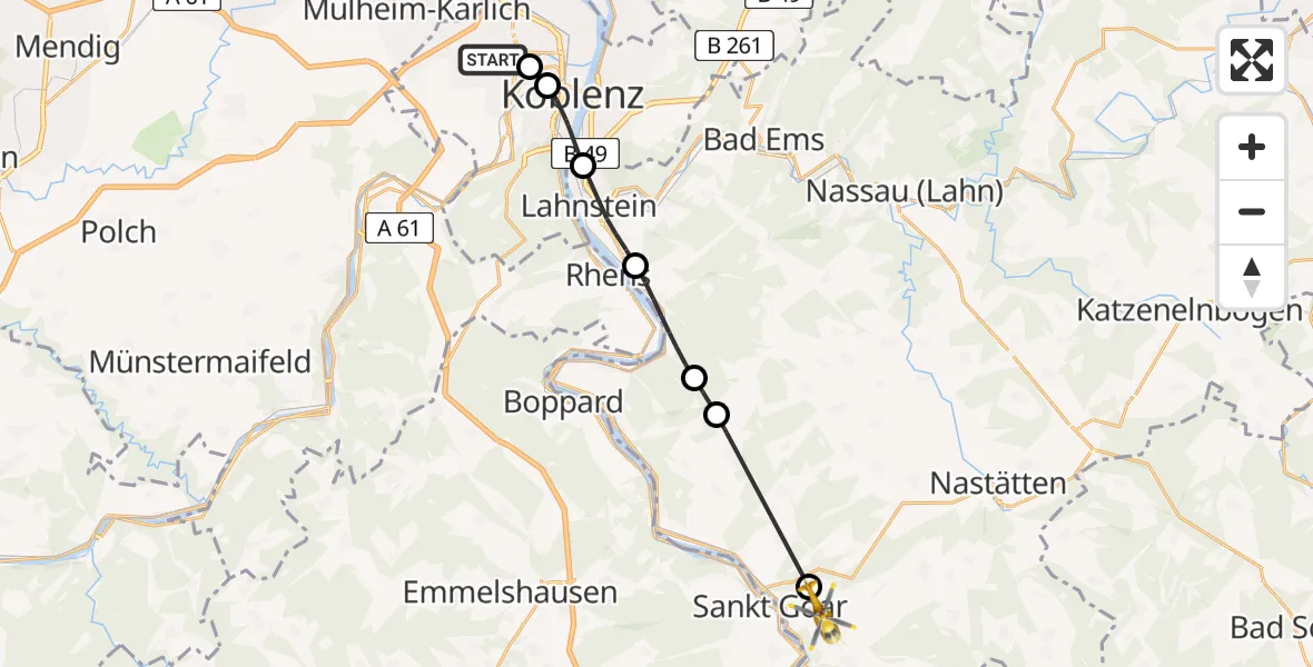 Flugroute Rettungshubschrauber Koblenz - Patersberg, 11 April 2026, 15:00