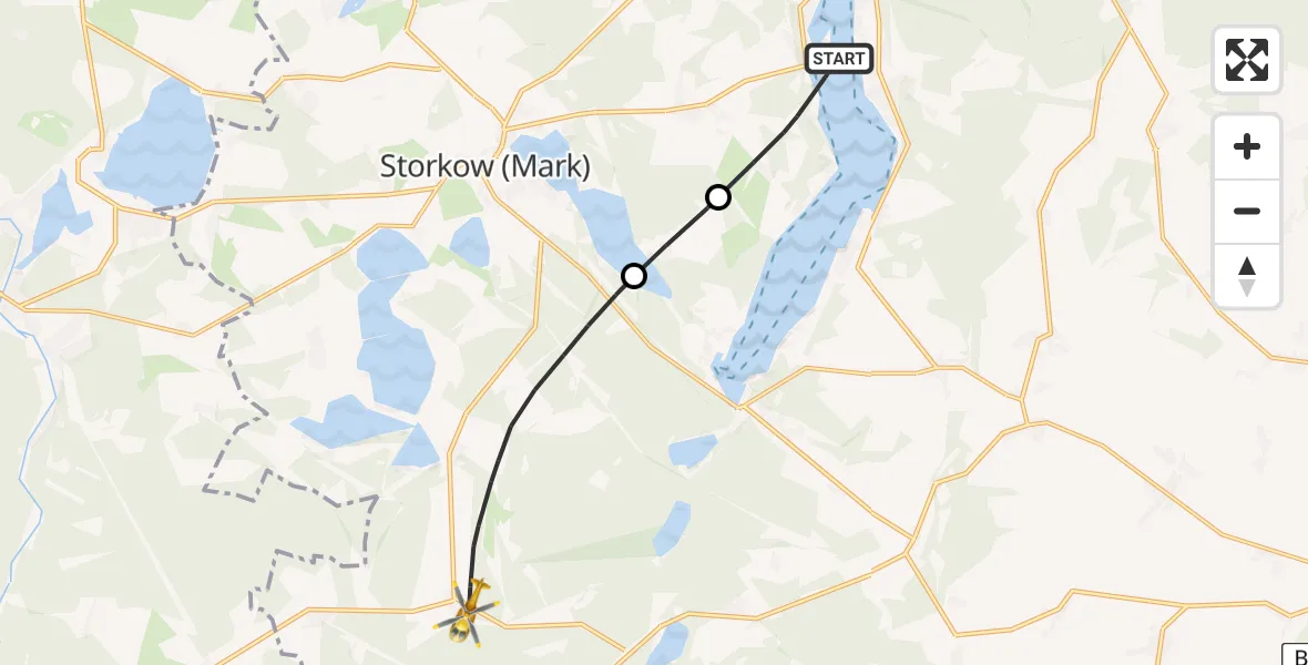 Flugroute Rettungshubschrauber Bad Saarow - Storkow (Mark), 11 April 2026, 15:04