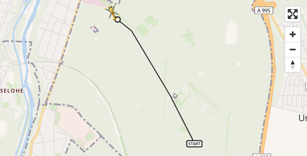 Flugroute Rettungshubschrauber Perlacher Forst - ADAC Air Rescue Center Hubschrauberlandeplatz (Christoph 1), 11 April 2026, 15:06