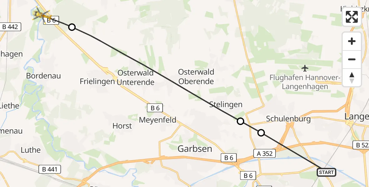 Flugroute Rettungshubschrauber Hannover - Neustadt am Rübenberge, 11 April 2026, 15:19
