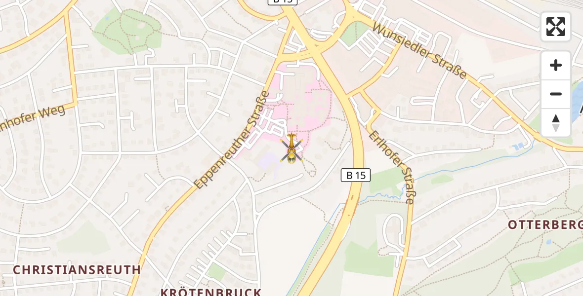 Flugroute Ambulanzhubschrauber Sana Clinic Hof Hubschrauberlandeplatz - Sana Clinic Hof Hubschrauberlandeplatz, 11 April 2026, 15:22