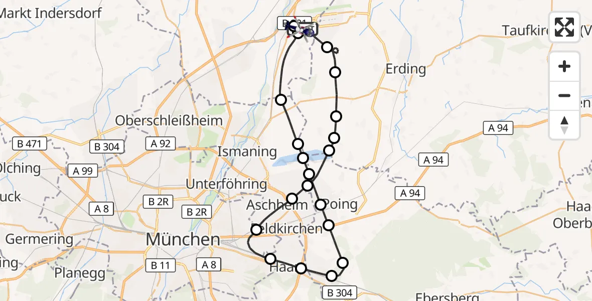 Flugroute Polizeihubschrauber München Flughafen - München Flughafen, 11 April 2026, 15:24