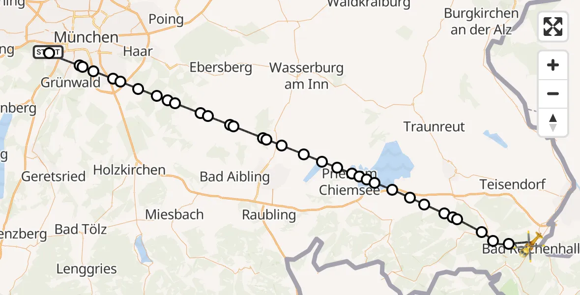 Flugroute Rettungshubschrauber DRF Air Rescue München Hubschrauberlandeplatz - Bad Reichenhall Krankenhaus Hubschrauberlandeplatz, 11 April 2026, 16:53