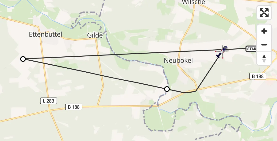 Flugroute Polizeihubschrauber Gifhorn Bundespolizei Hubschrauberlandeplatz - Gifhorn, 11 April 2026, 17:08