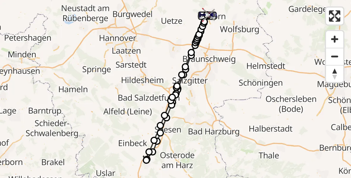 Flugroute Polizeihubschrauber Gifhorn Bundespolizei Hubschrauberlandeplatz - Gifhorn Bundespolizei Hubschrauberlandeplatz, 11 April 2026, 17:33