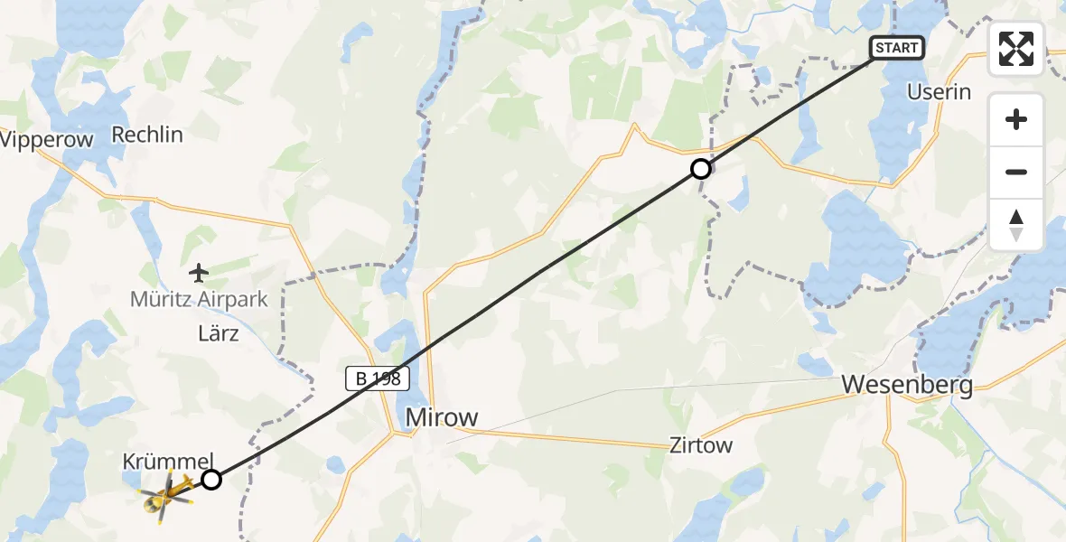 Flugroute Rettungshubschrauber Userin - Lärz, 11 April 2026, 17:59
