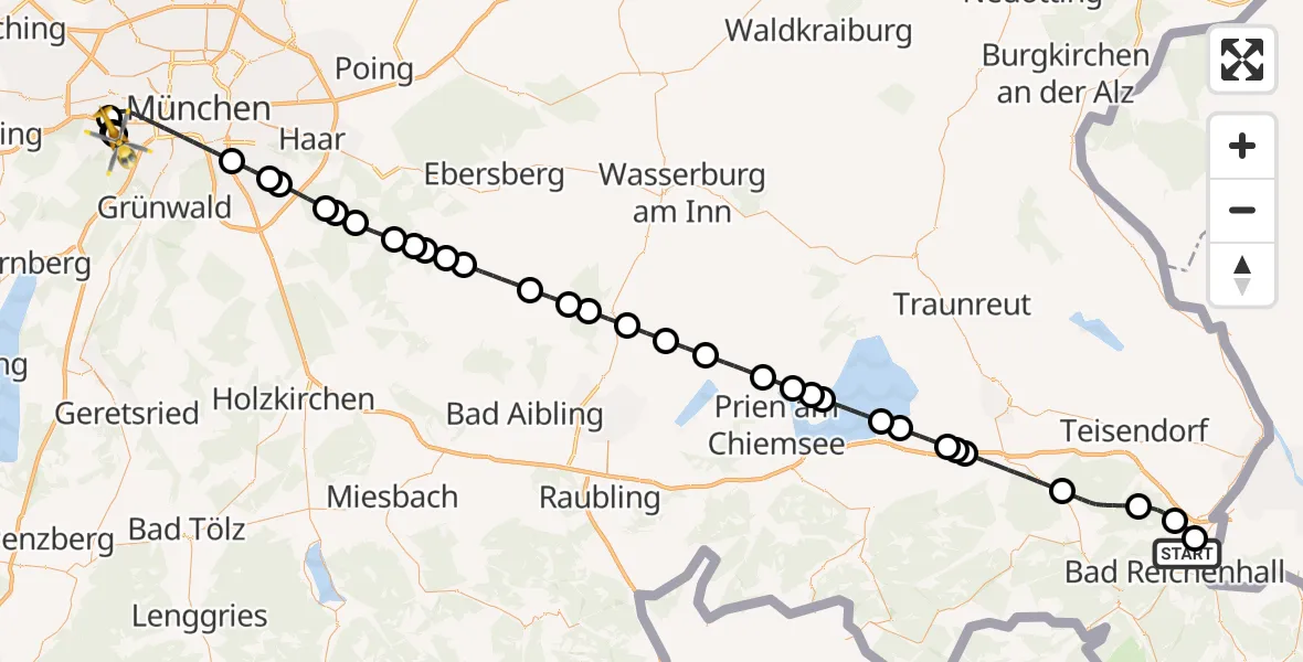 Flugroute Rettungshubschrauber Bad Reichenhall - DRF Air Rescue München Hubschrauberlandeplatz, 11 April 2026, 18:03