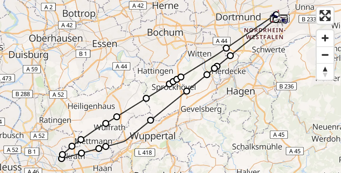Flugroute Polizeihubschrauber Dortmund Flughafen - Dortmund Flughafen, 11 April 2026, 18:20