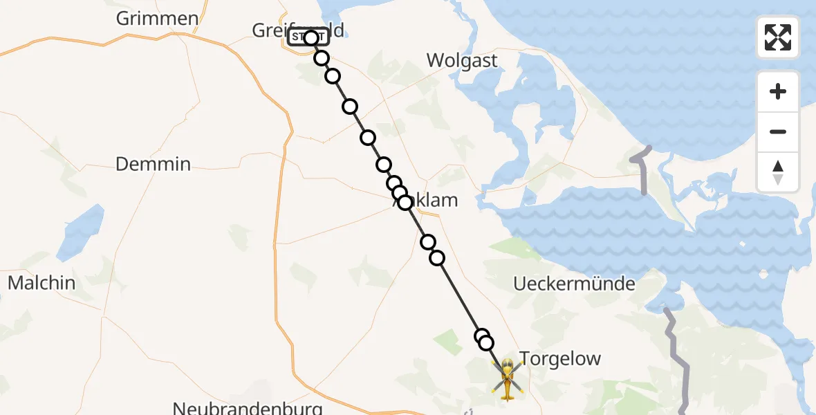 Flugroute Rettungshubschrauber Greifswald Hospital - Wilhelmsburg, 11 April 2026, 18:22