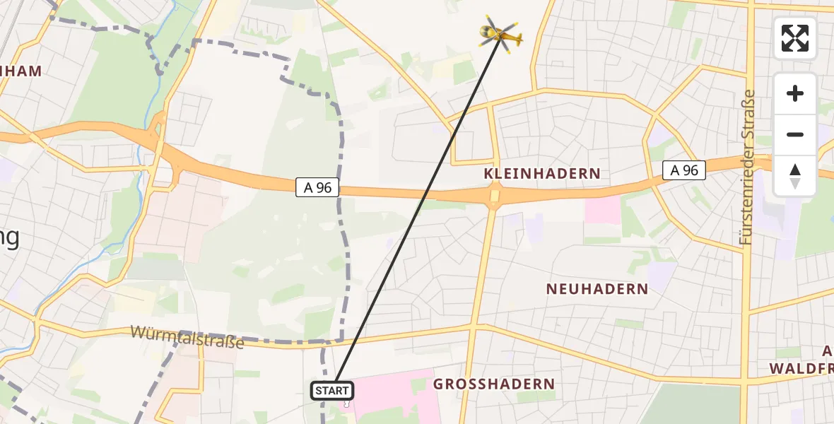 Flugroute Rettungshubschrauber DRF Air Rescue München Hubschrauberlandeplatz - München, 11 April 2026, 18:34