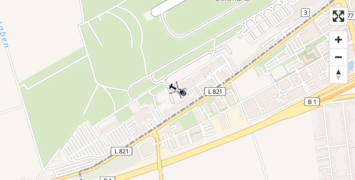 Flugroute Polizeihubschrauber Dortmund Flughafen - Dortmund Flughafen, 11 April 2026, 18:58
