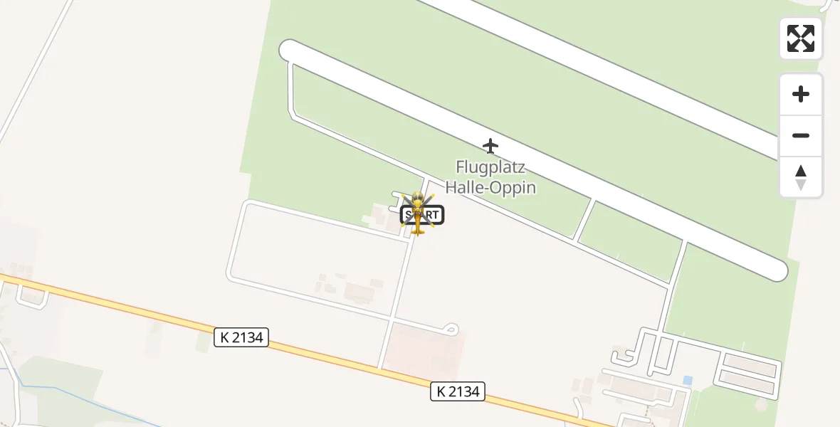 Flugroute Ambulanzhubschrauber Halle-Oppin Flugplatz - Halle-Oppin Flugplatz, 11 April 2026, 21:29