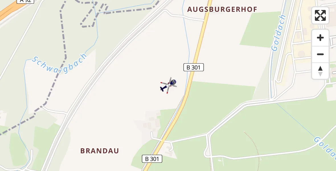 Flugroute Polizeihubschrauber Hallbergmoos - Hallbergmoos, 12 April 2026, 03:40