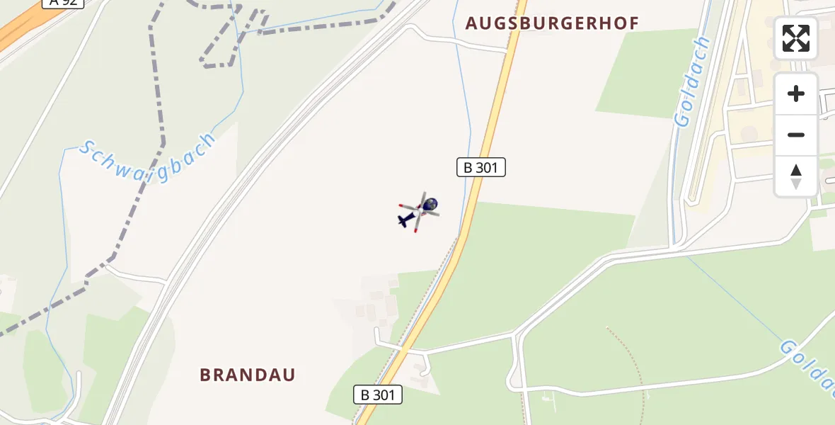 Flugroute Polizeihubschrauber Hallbergmoos - Hallbergmoos, 12 April 2026, 03:40
