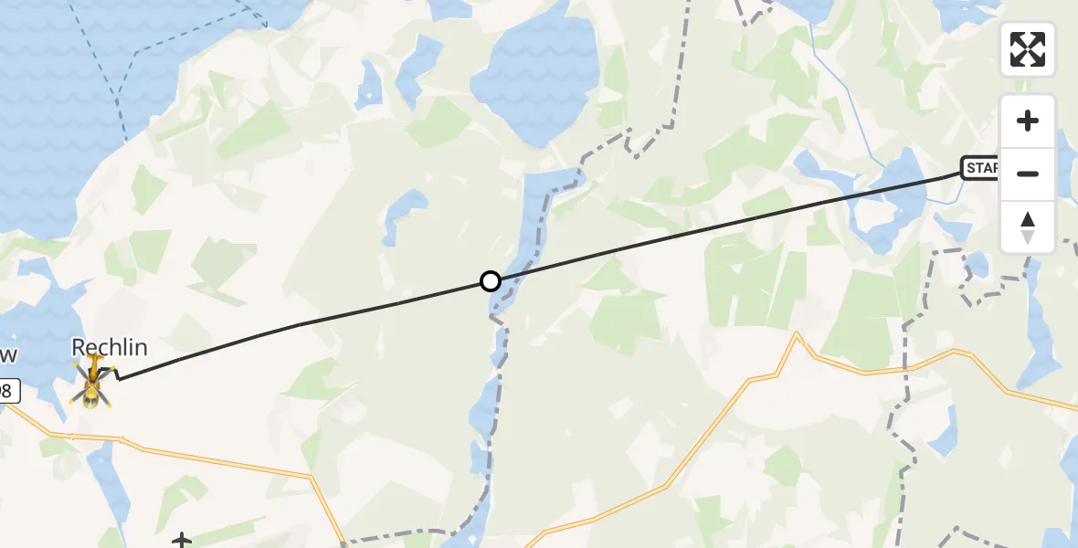 Flugroute Rettungshubschrauber Mirow - Rechlin, 12 April 2026, 05:28