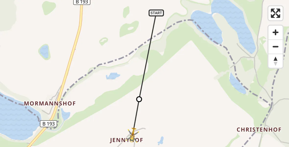 Flugroute Rettungshubschrauber Penzlin - Klein Vielen, 12 April 2026, 07:06