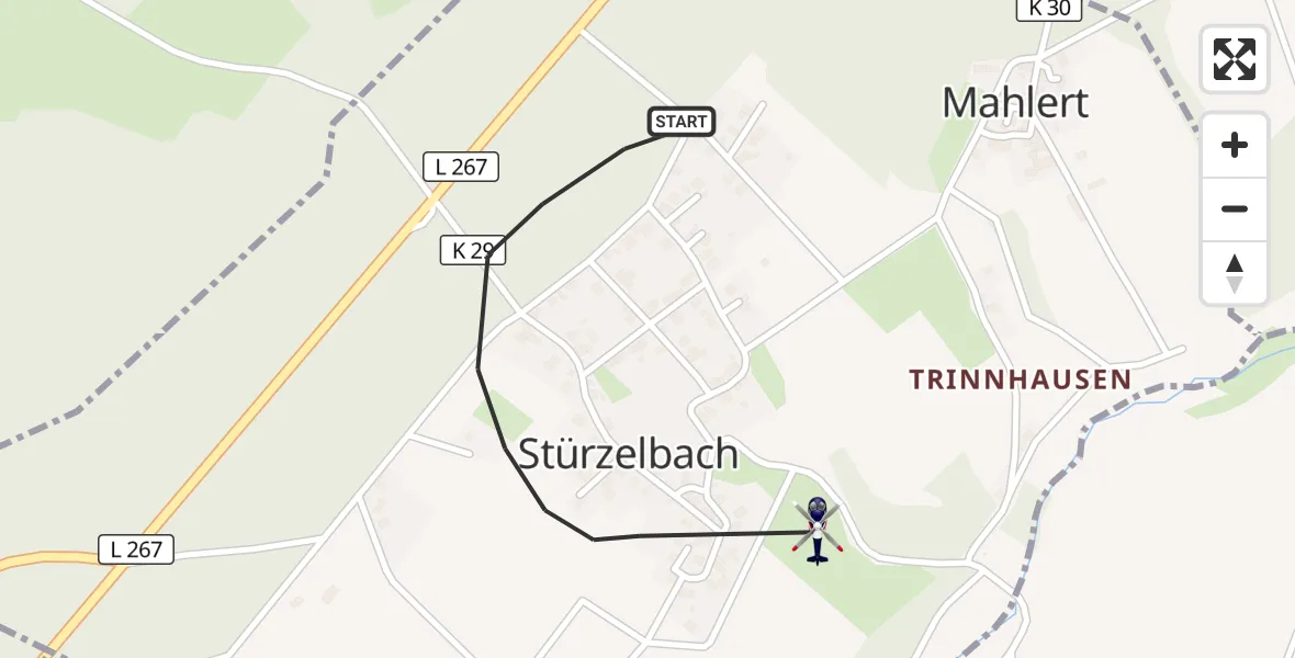 Flugroute Polizeihubschrauber Stürzelbach - Stürzelbach, 12 April 2026, 07:25