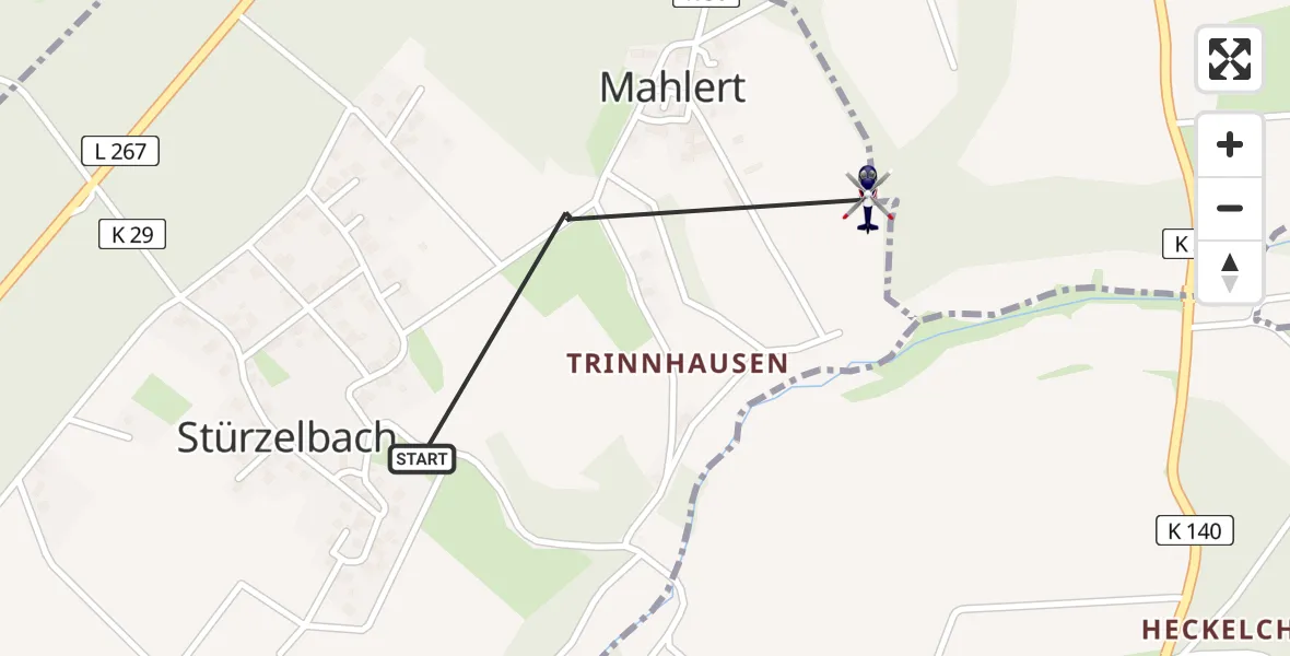 Routekaart van de vlucht: Polizeihubschrauber nach Fluterschen, Feldstraße