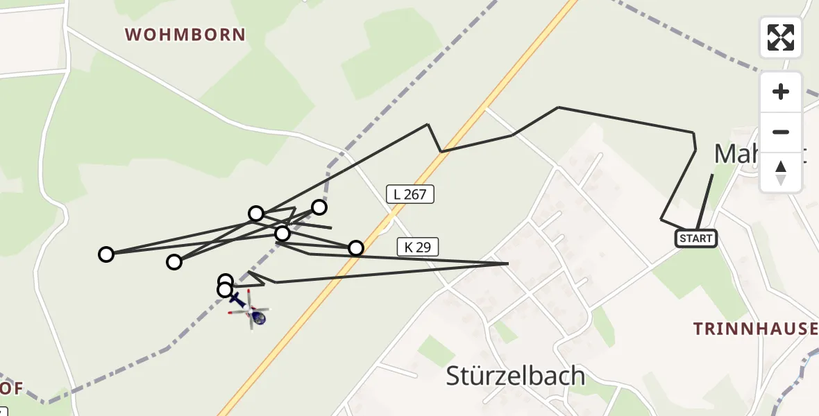 Flugroute Polizeihubschrauber Stürzelbach - Stürzelbach, 12 April 2026, 07:33