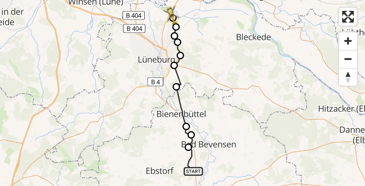 Flugroute Rettungshubschrauber Barum - Brietlingen, 12 April 2026, 07:39