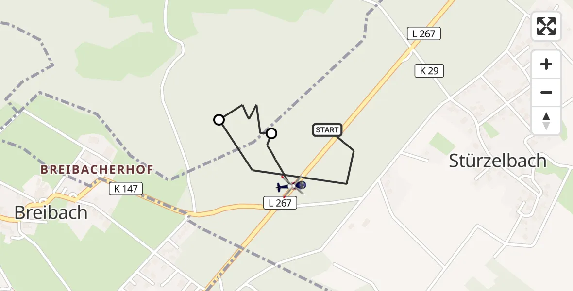 Flugroute Polizeihubschrauber Stürzelbach - Stürzelbach, 12 April 2026, 07:44