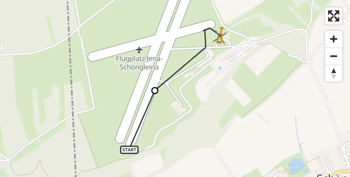 Flugroute Rettungshubschrauber Schöngleina - Jena-Schöngleina Flugplatz, 12 April 2026, 07:51