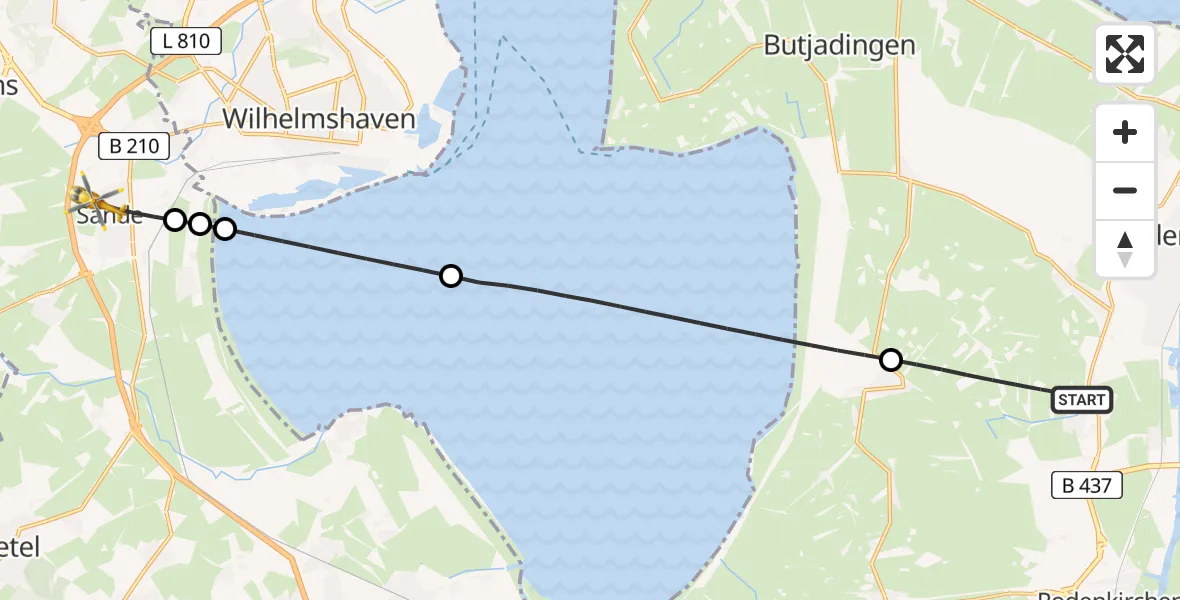 Flugroute Rettungshubschrauber Nordenham - Sande, 12 April 2026, 08:00