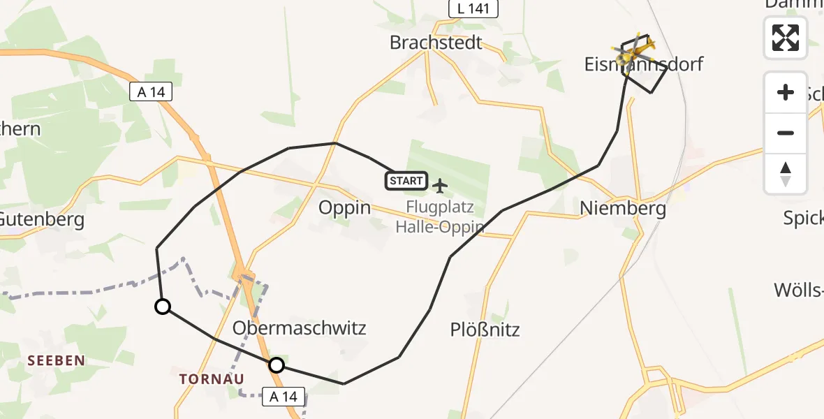 Flugroute Rettungshubschrauber Landsberg - Landsberg, 12 April 2026, 08:14
