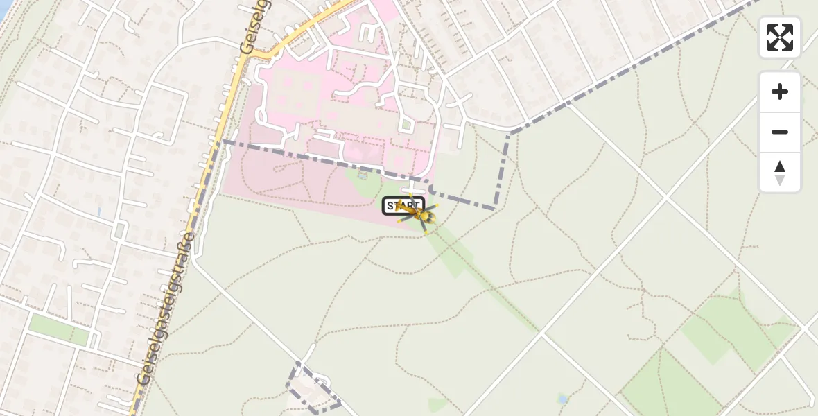 Flugroute Rettungshubschrauber ADAC Air Rescue Center Hubschrauberlandeplatz (Christoph 1) - ADAC Air Rescue Center Hubschrauberlandeplatz (Christoph 1), 12 April 2026, 08:32