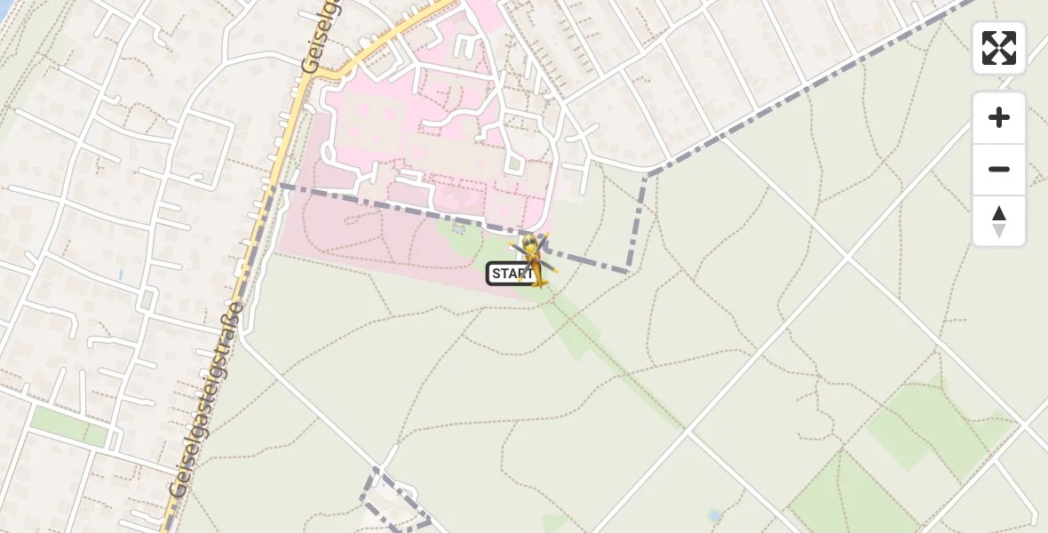 Flugroute Rettungshubschrauber ADAC Air Rescue Center Hubschrauberlandeplatz (Christoph 1) - ADAC Air Rescue Center Hubschrauberlandeplatz (Christoph 1), 12 April 2026, 08:38