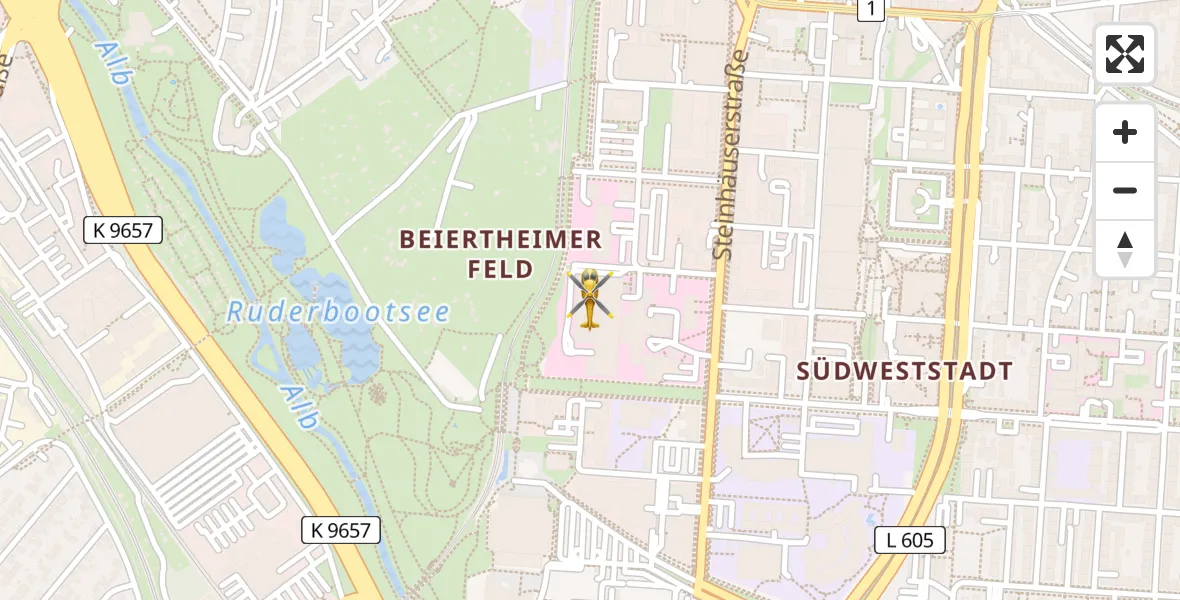 Flugroute Rettungshubschrauber Sankt Vincentius Hospital - Sankt Vincentius Hospital, 12 April 2026, 08:50