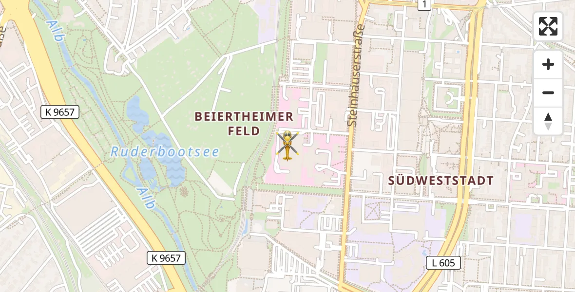 Flugroute Rettungshubschrauber Sankt Vincentius Hospital - Sankt Vincentius Hospital, 12 April 2026, 08:50