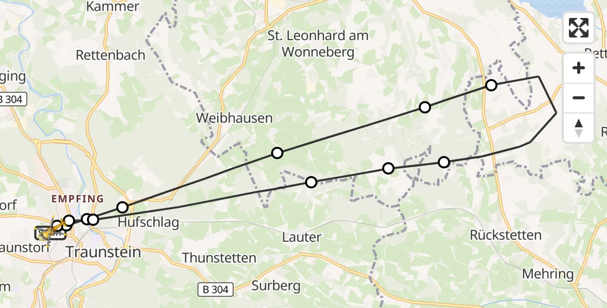 Flugroute Rettungshubschrauber Traunstein Hospital - Traunstein Hospital, 12 April 2026, 09:12