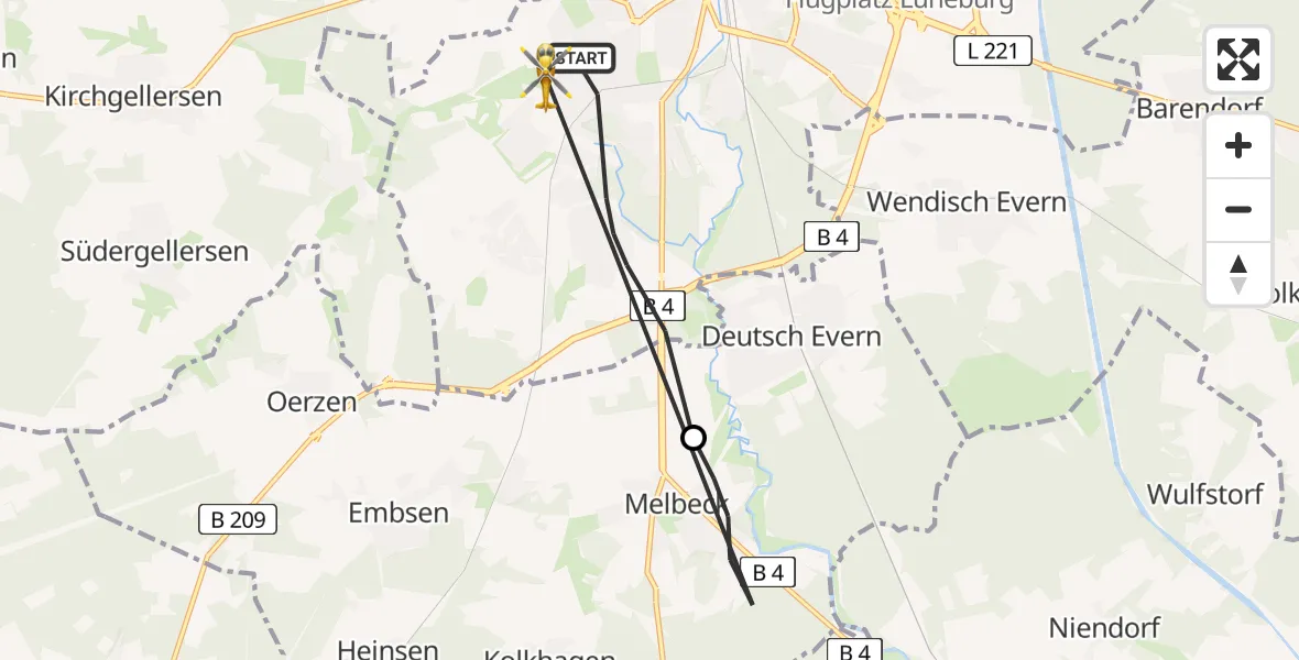 Flugroute Rettungshubschrauber Lüneburg - Lüneburg, 12 April 2026, 09:26