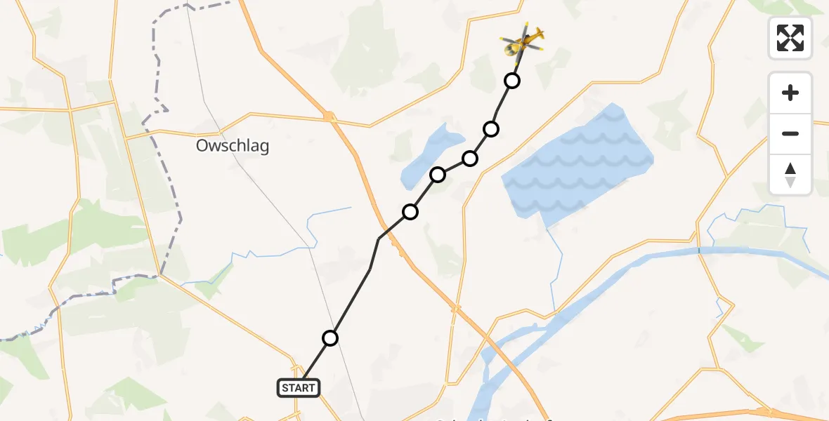 Flugroute Rettungshubschrauber Rendsburg - Damendorf, 12 April 2026, 10:04