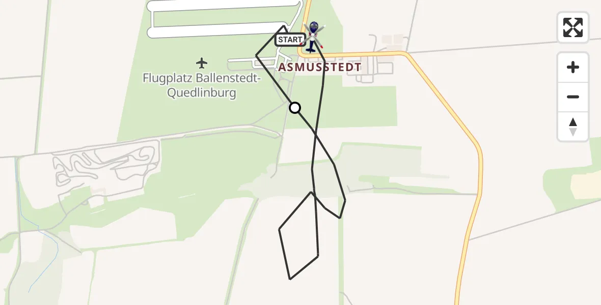 Flugroute Polizeihubschrauber Ballenstedt Flugplatz - Ballenstedt Flugplatz, 12 April 2026, 10:15