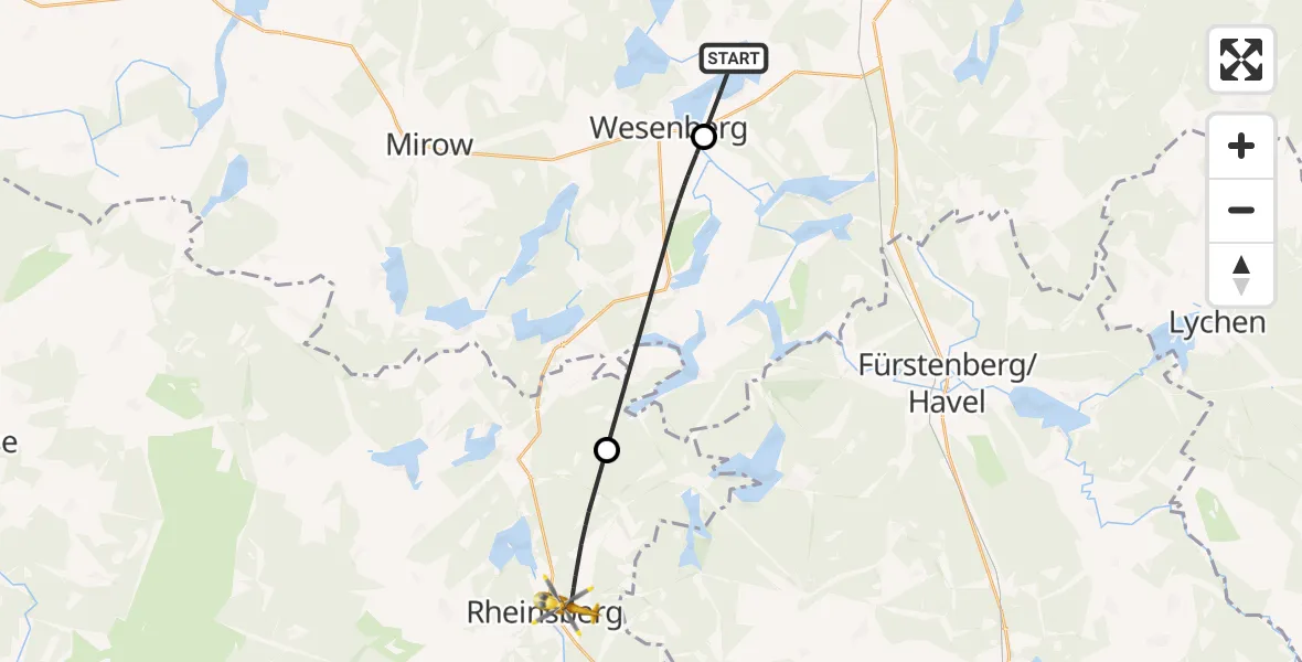 Flugroute Rettungshubschrauber Userin - Rheinsberg, 12 April 2026, 10:16