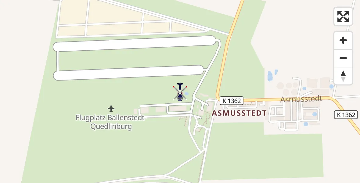 Flugroute Polizeihubschrauber Ballenstedt Flugplatz - Ballenstedt Flugplatz, 12 April 2026, 10:29