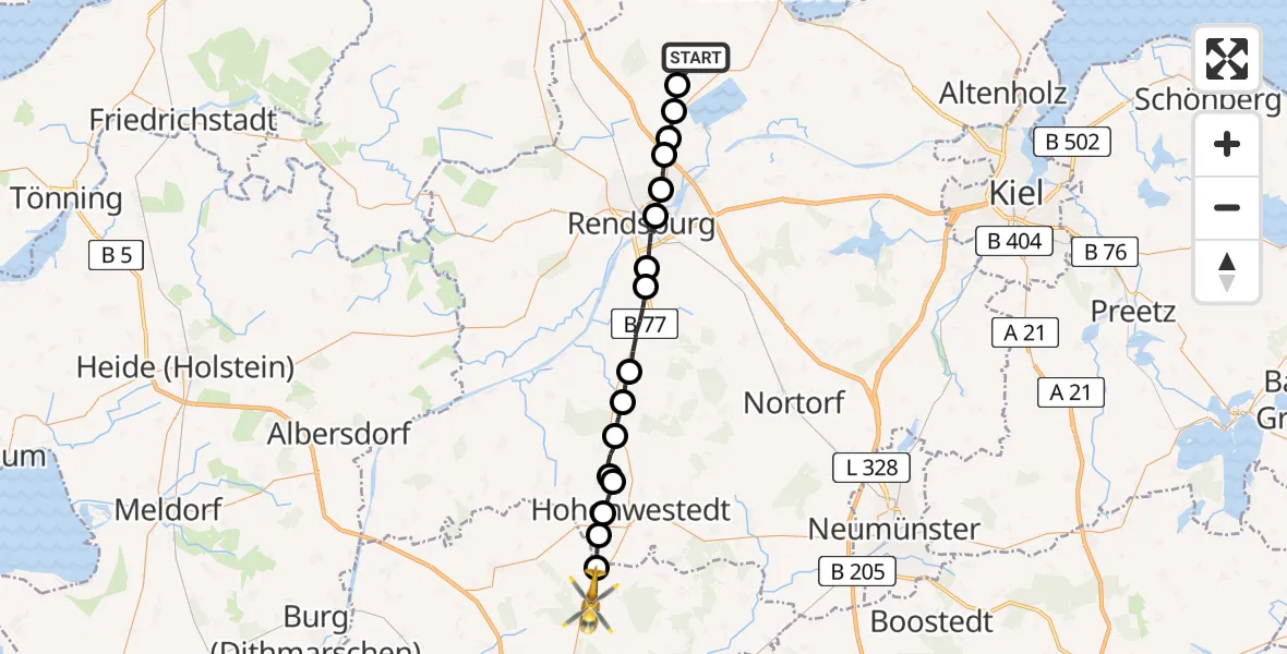 Routekaart van de vlucht: Rettungshubschrauber nach Peissen, Hauptstraße