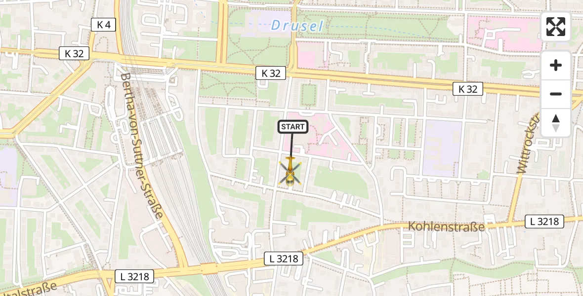 Flugroute Rettungshubschrauber Kassel - Kassel, 12 April 2026, 10:49