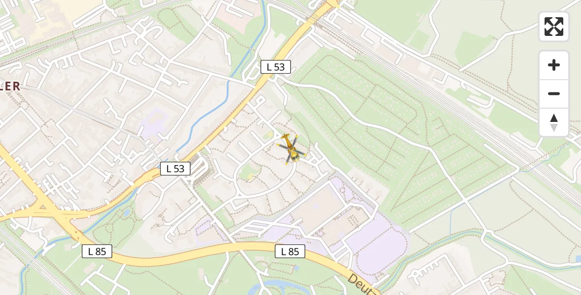 Flugroute Rettungshubschrauber Düsseldorf - Düsseldorf, 12 April 2026, 11:24