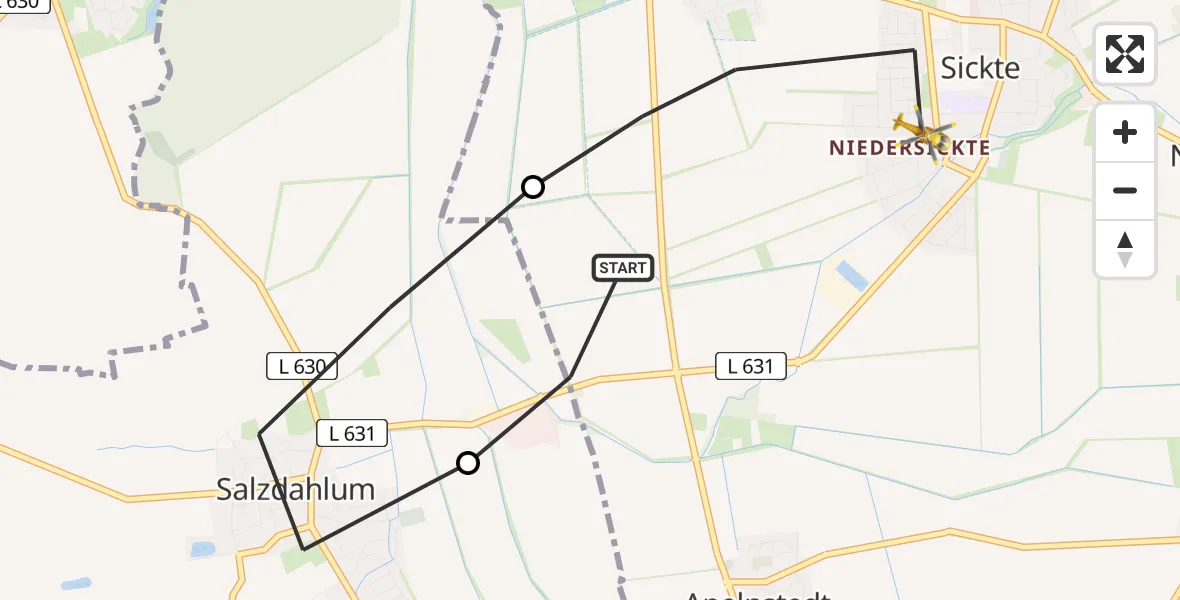 Flugroute Rettungshubschrauber Sickte - Sickte, 12 April 2026, 11:47