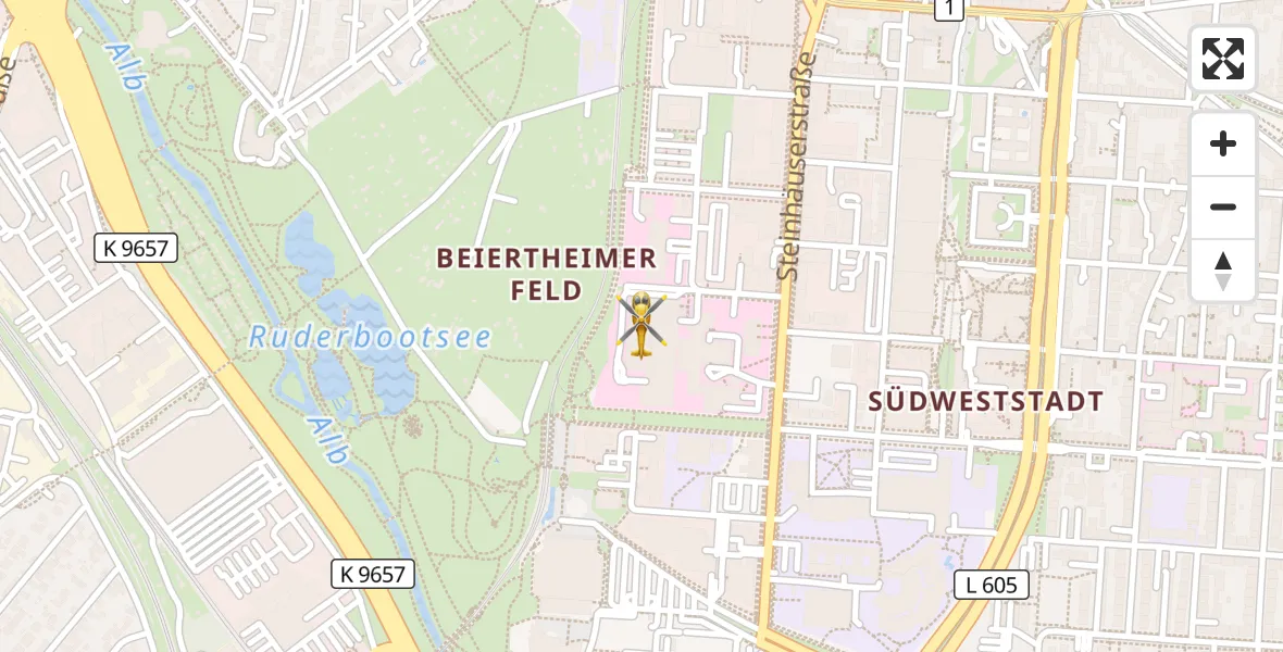 Flugroute Rettungshubschrauber Sankt Vincentius Hospital - Sankt Vincentius Hospital, 12 April 2026, 12:20