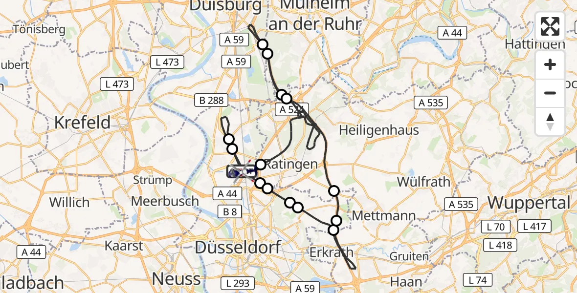 Flugroute Polizeihubschrauber Düsseldorf Flughafen - Düsseldorf Flughafen, 12 April 2026, 12:40