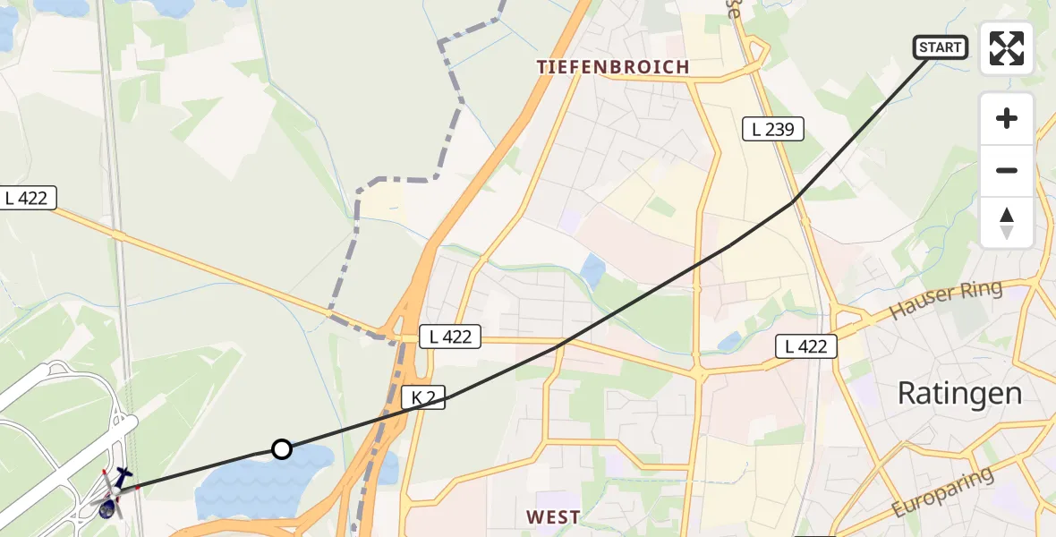 Flugroute Polizeihubschrauber Ratingen - Düsseldorf Flughafen, 12 April 2026, 13:19