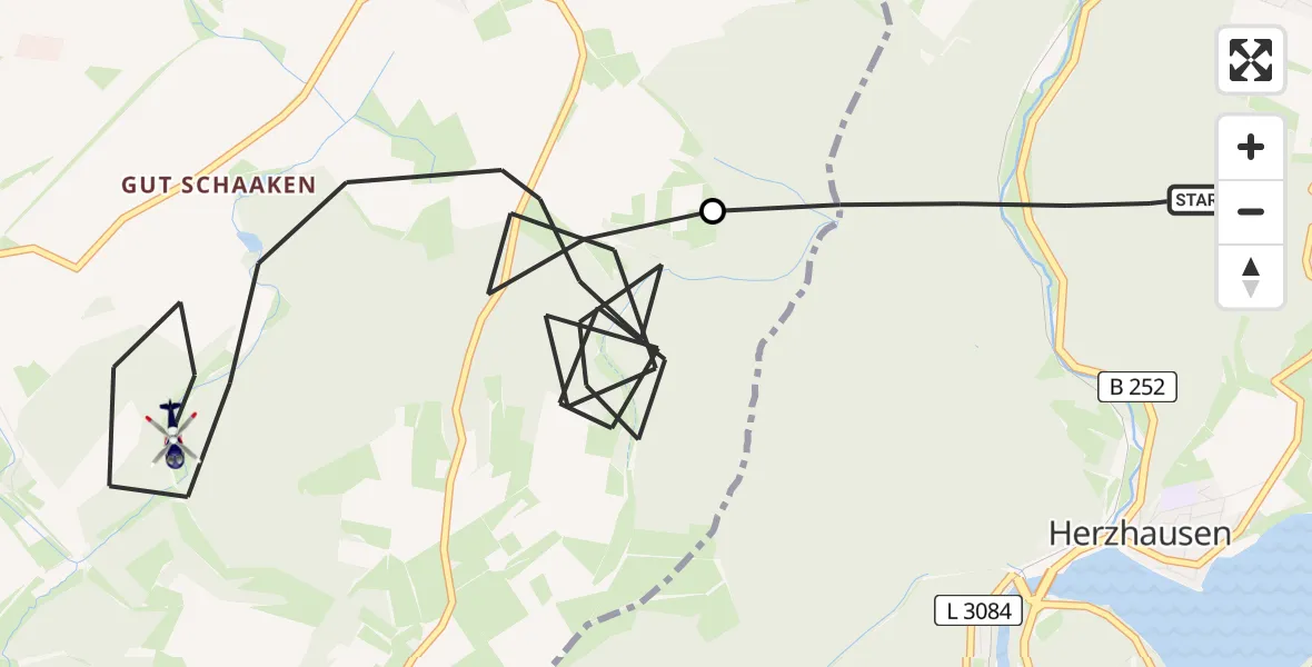 Flugroute Polizeihubschrauber Vöhl - Lichtenfels, 12 April 2026, 13:40