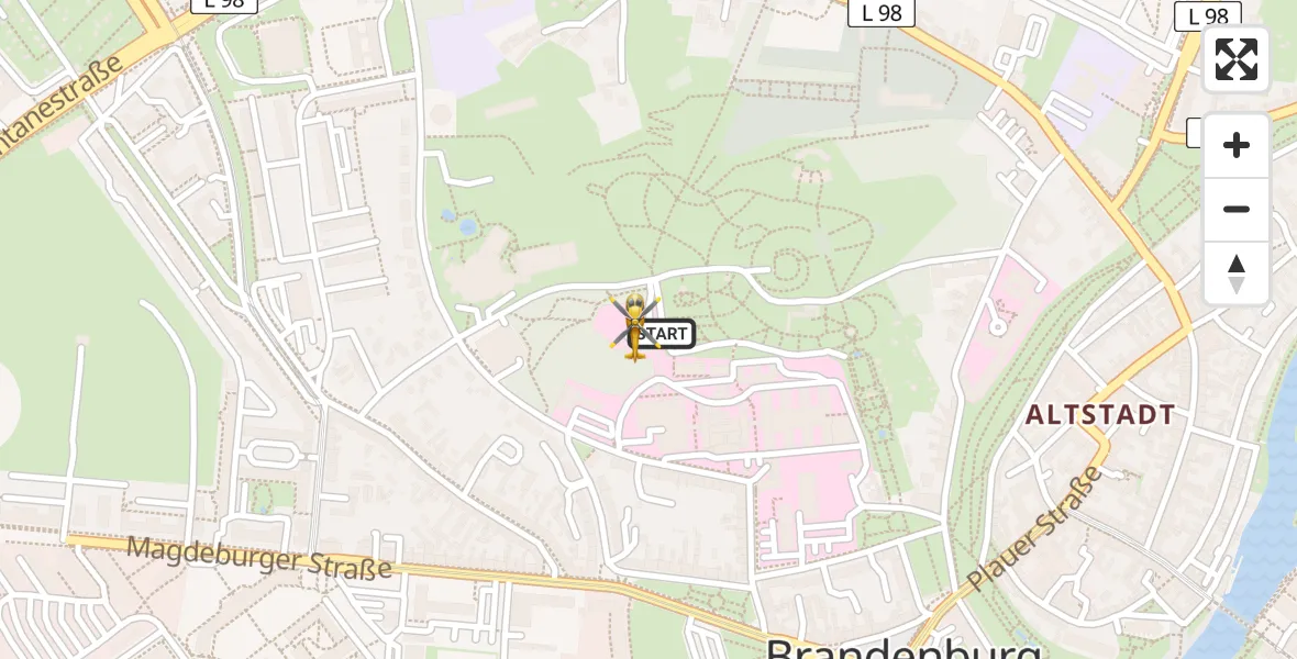 Flugroute Rettungshubschrauber Brandenburg an der Havel - Brandenburg an der Havel, 12 April 2026, 13:44