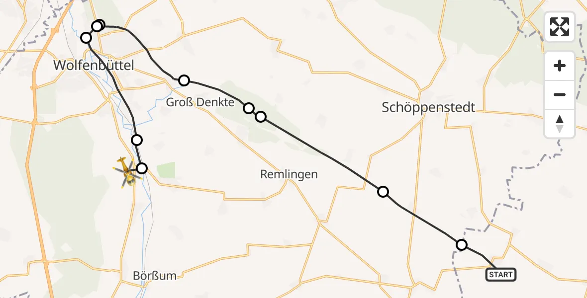 Flugroute Rettungshubschrauber Gevensleben - Ohrum, 12 April 2026, 13:58