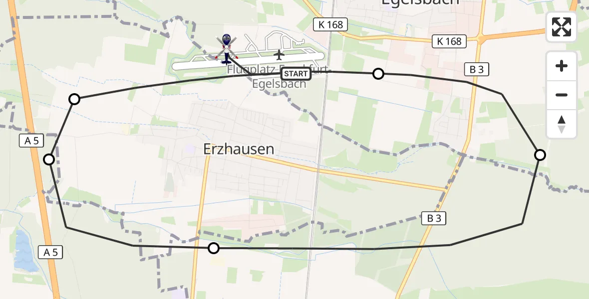 Flugroute Polizeihubschrauber Flughafen Frankfurt-Egelsbach - Flughafen Frankfurt-Egelsbach, 12 April 2026, 14:05