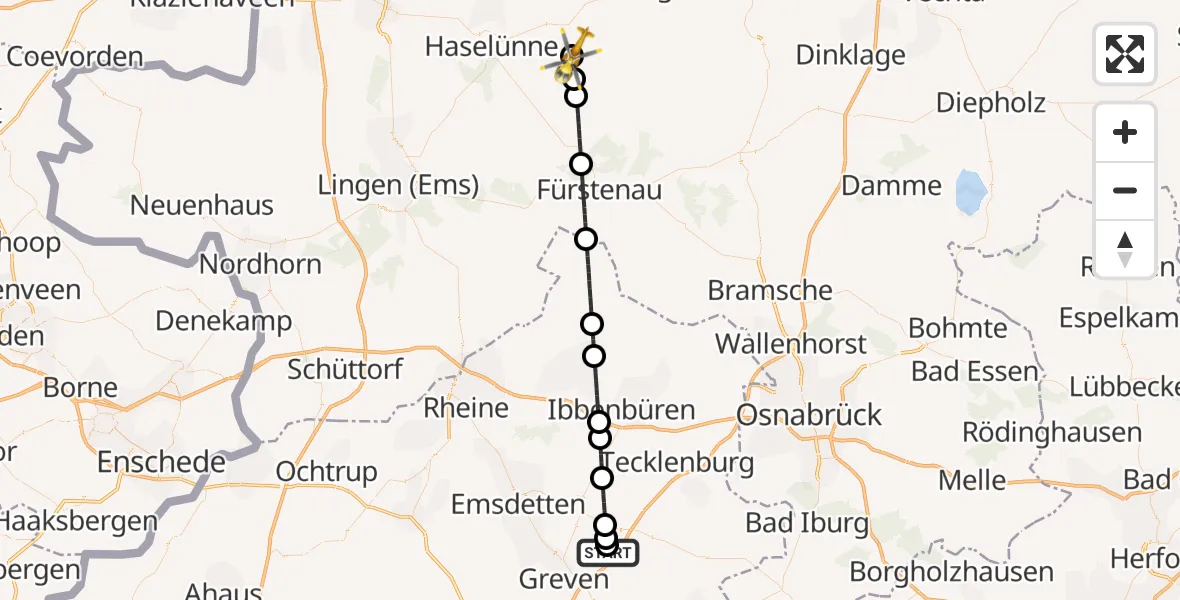 Flugroute Ambulanzhubschrauber Christoph  Westfalen-ADAC - Herzlake, 12 April 2026, 14:22